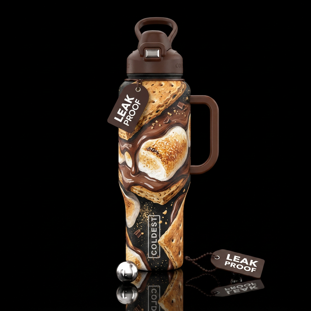 S'more design,  beautiul, artistic,  texture paint... water bottle design