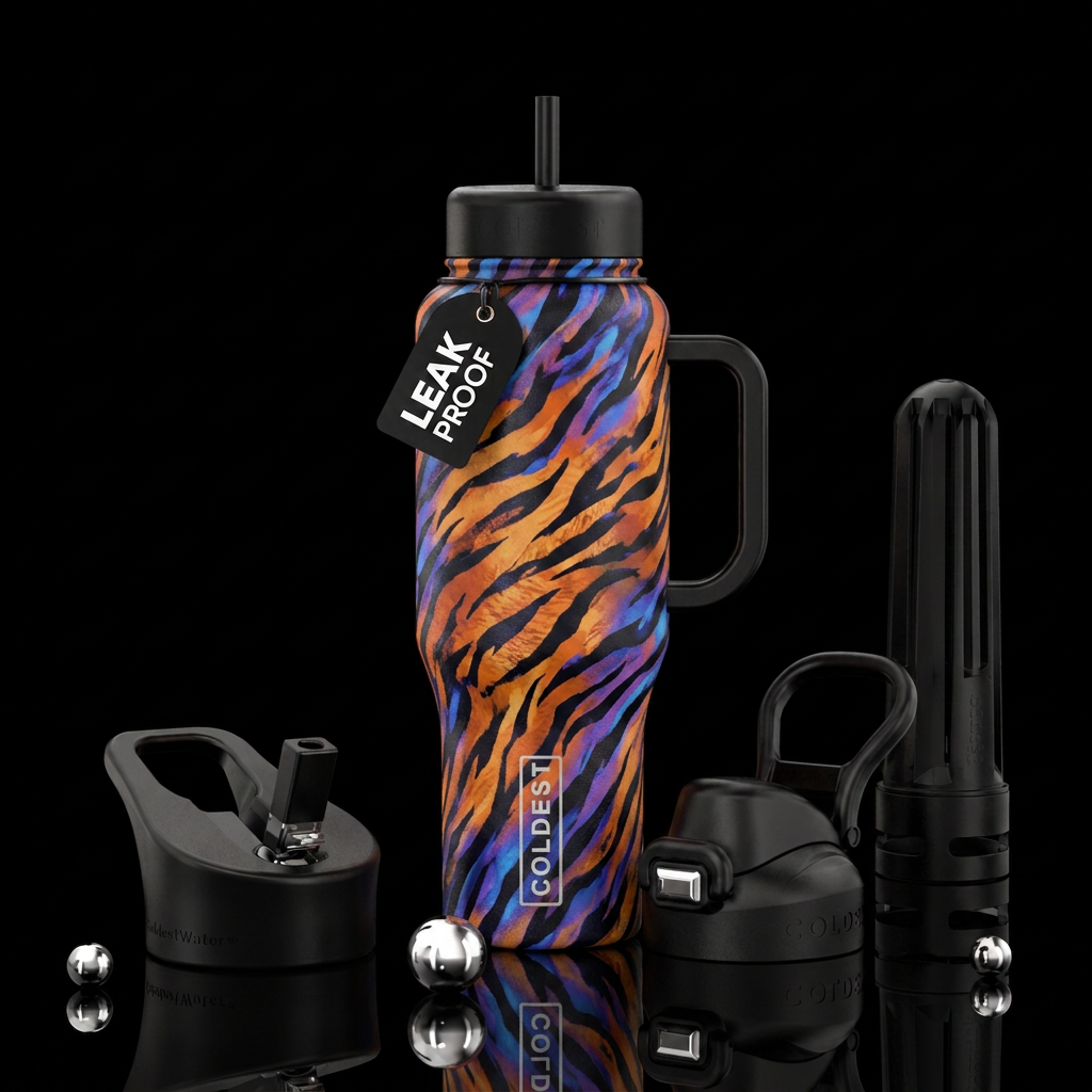 Tiger stripes,, artistic, artistic, abstract water bottle design