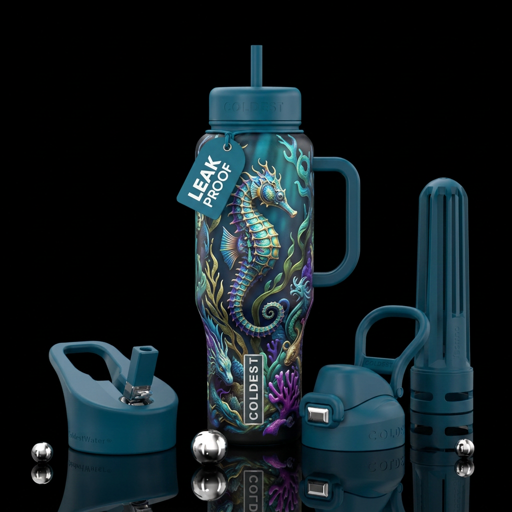 Seahorse, beautiul, mythical,  ocean  artistic water bottle design