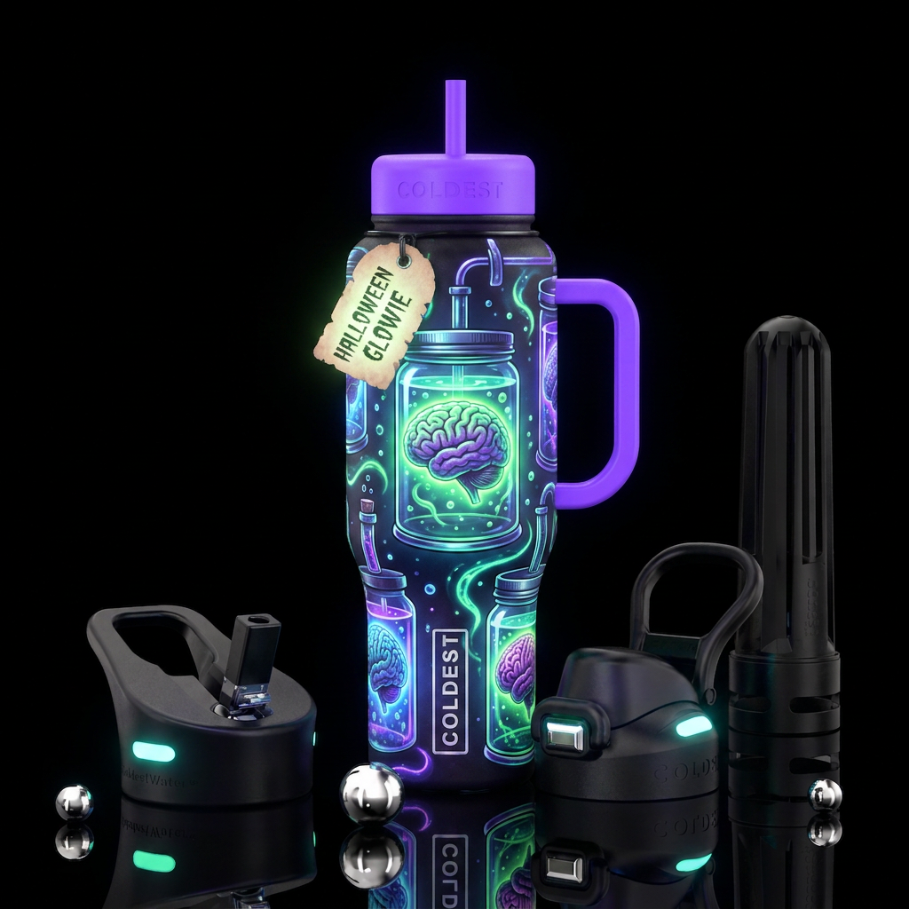 Scientific research 🧠 brain in a jar with liquid ... water bottle design