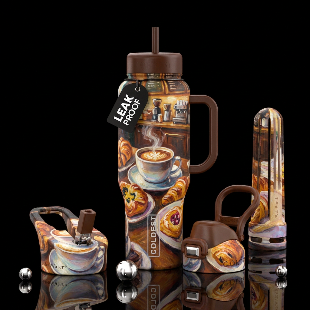 Steamy coffee, beautiul, luxurious,  breakfast pas... water bottle design