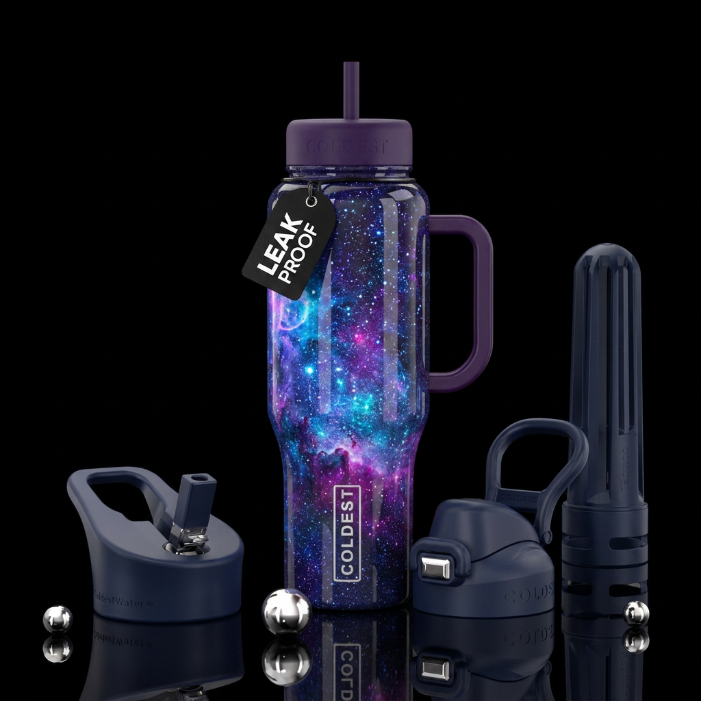 fantasy, sparkly, enchanted, abstract, artistic water bottle design