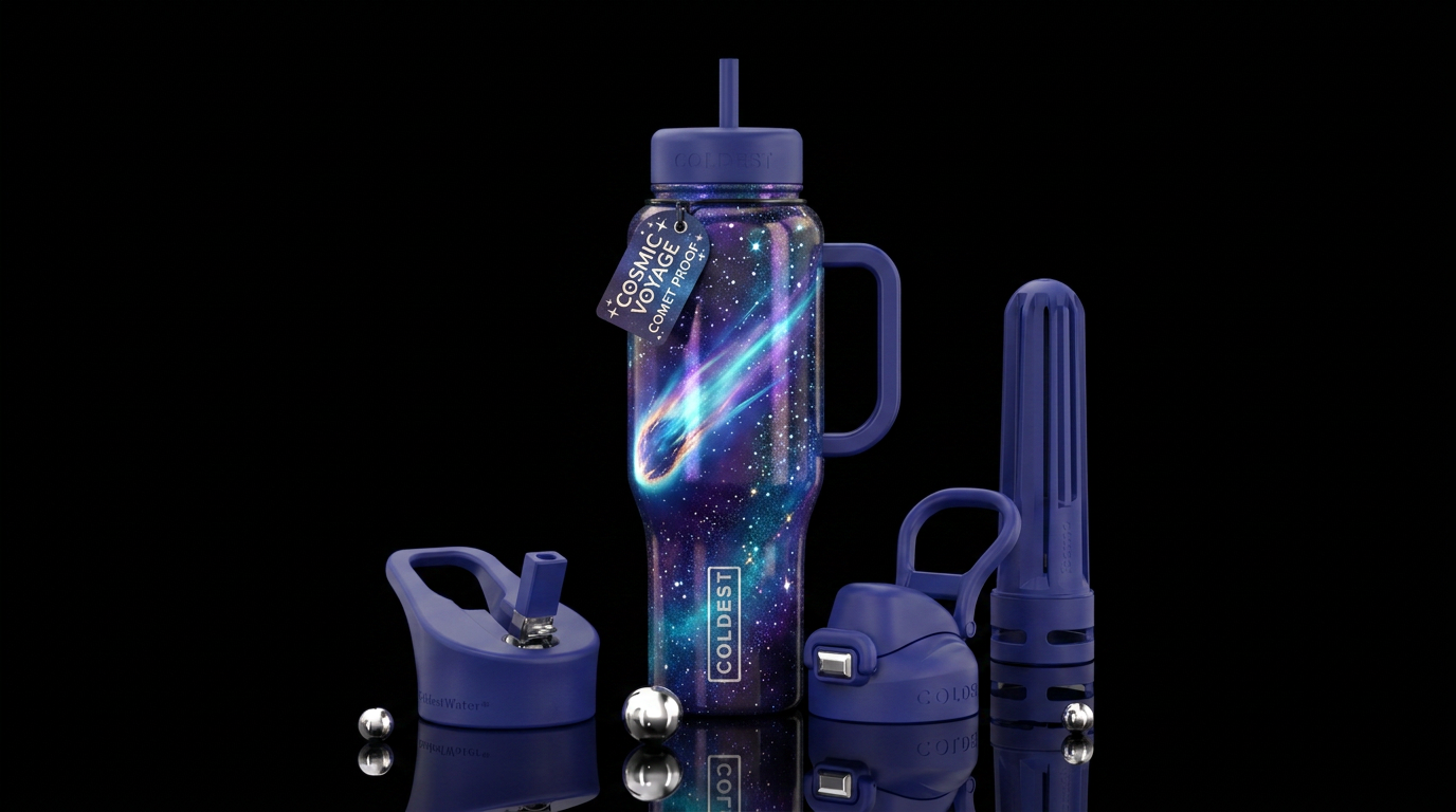 Comet , beautiul, enchanted, sparkly ✨️,  artistic water bottle design