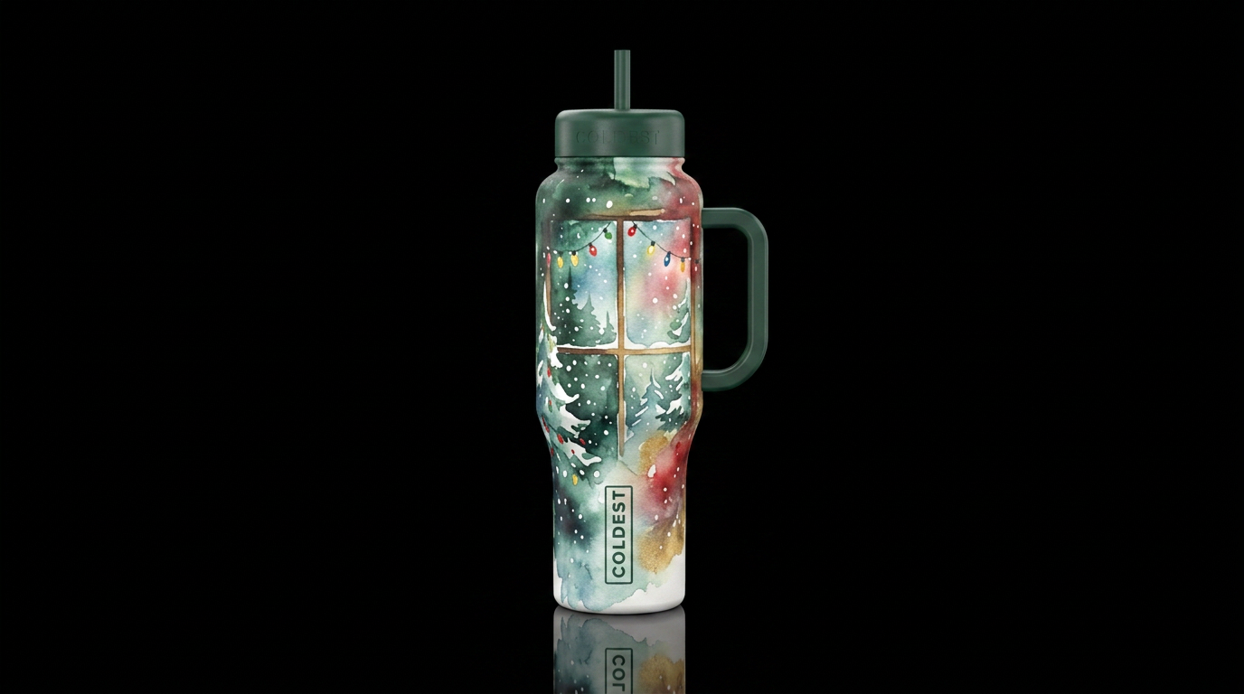 Christmas morning water bottle design