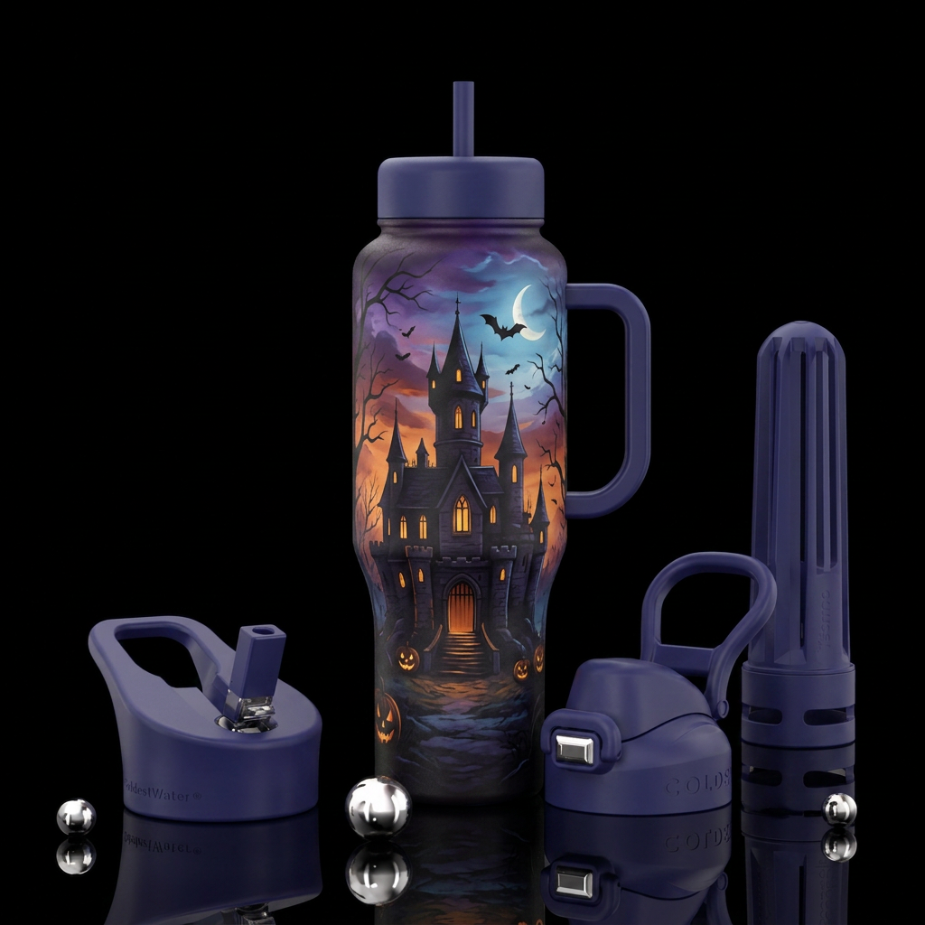 Dark castle,  twilight,  Halloween,  beautiul,  ar... water bottle design