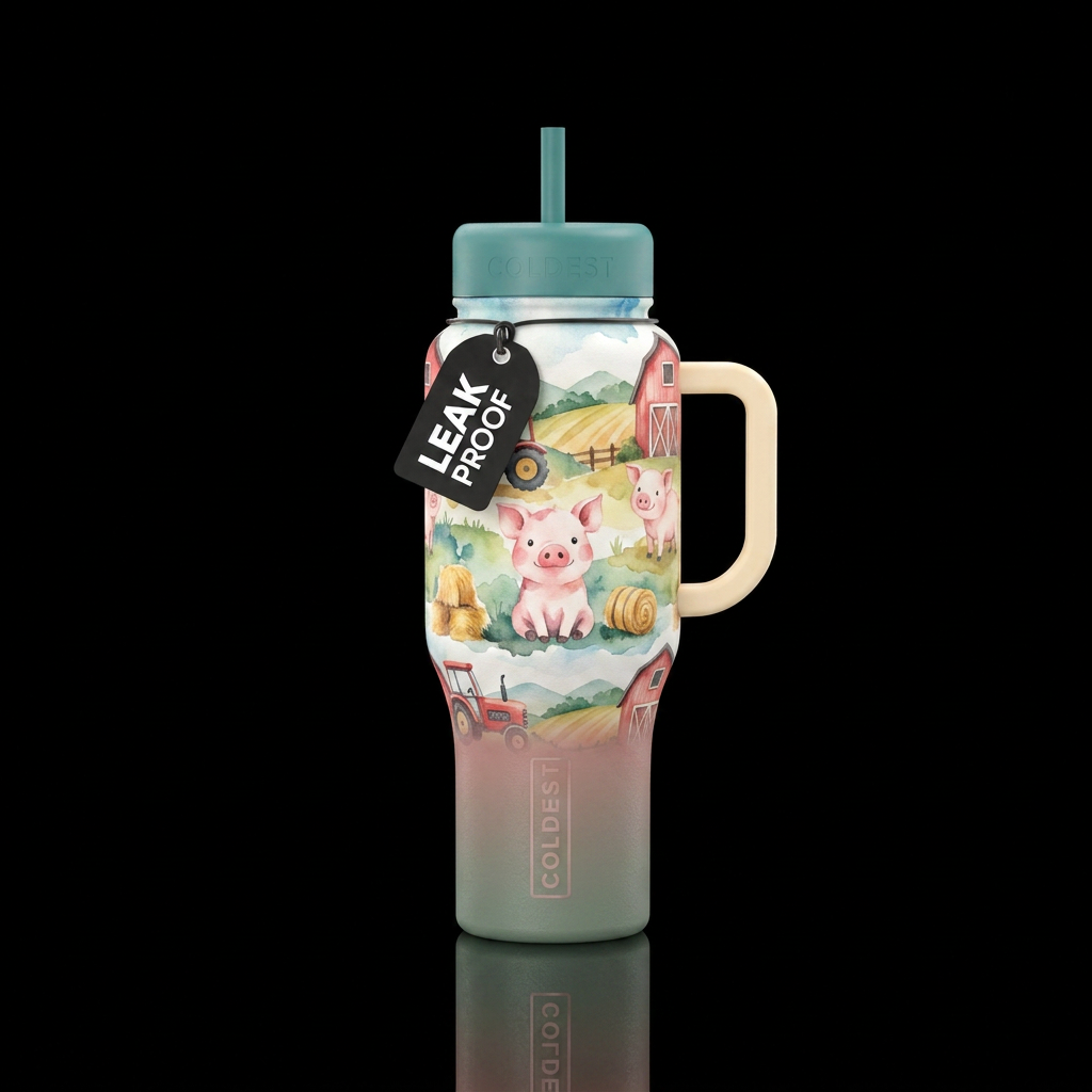 Cute little pig, farm , abstract,  artistic,  text... water bottle design