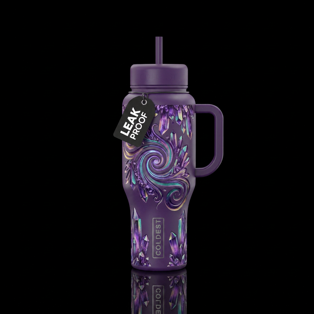 realism, wizard, fantasy, irridescent, amethyst, s... water bottle design
