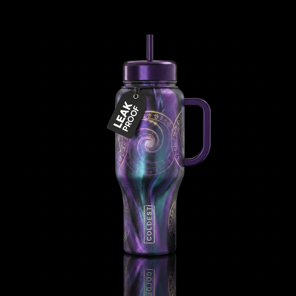 realism, wizard, fantasy, irridescent, amethyst, s... water bottle design