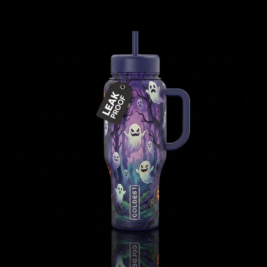 Ghosts 👻 in a forest,  twilight,  texture paintin... water bottle design