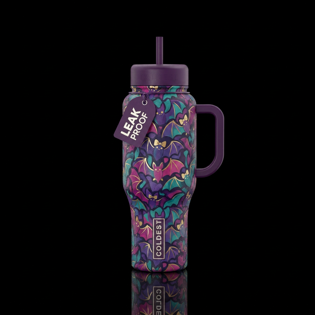 Bats with bows , abstract water bottle design