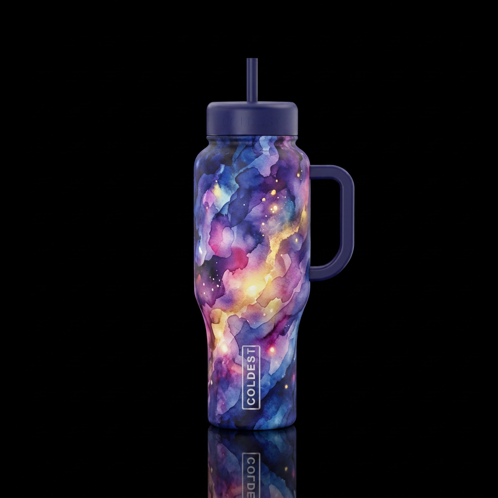 Light in the dark , artistic,  abstract,  watercol... water bottle design