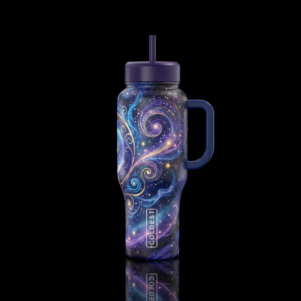 fantasy, swirls, glowie ,magic and beautiul water bottle design