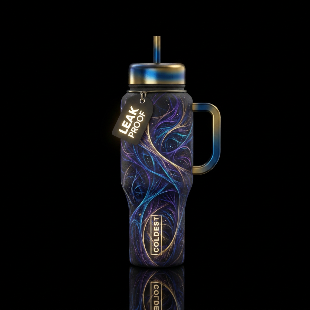 Fantasy,  magical, beautiul. Swirls, glowie,  show... water bottle design