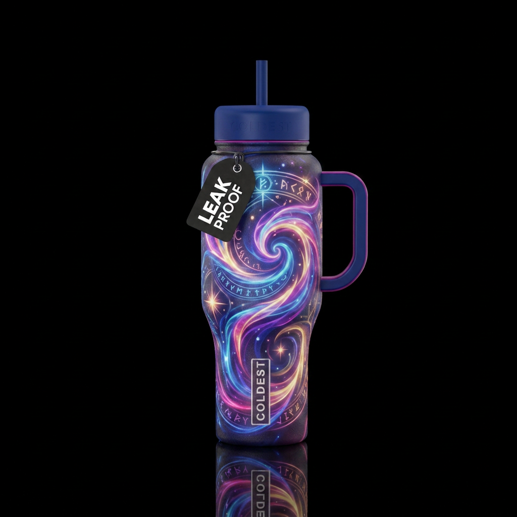 Fantasy,  magical, beautiul. Swirls, glowie,  show... water bottle design