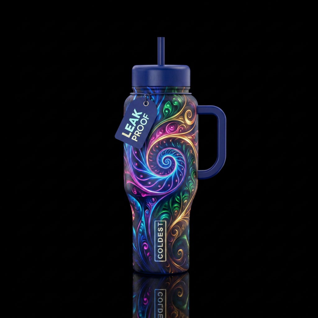 Abstract, artistic,  spirals,  fantasy,  beautiul,... water bottle design