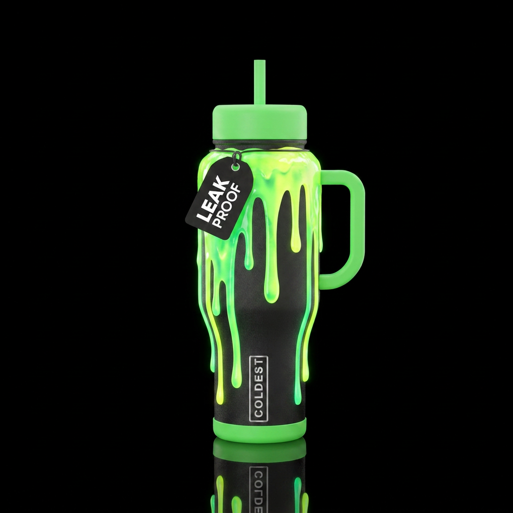 Slime dripping,  glowie water bottle design
