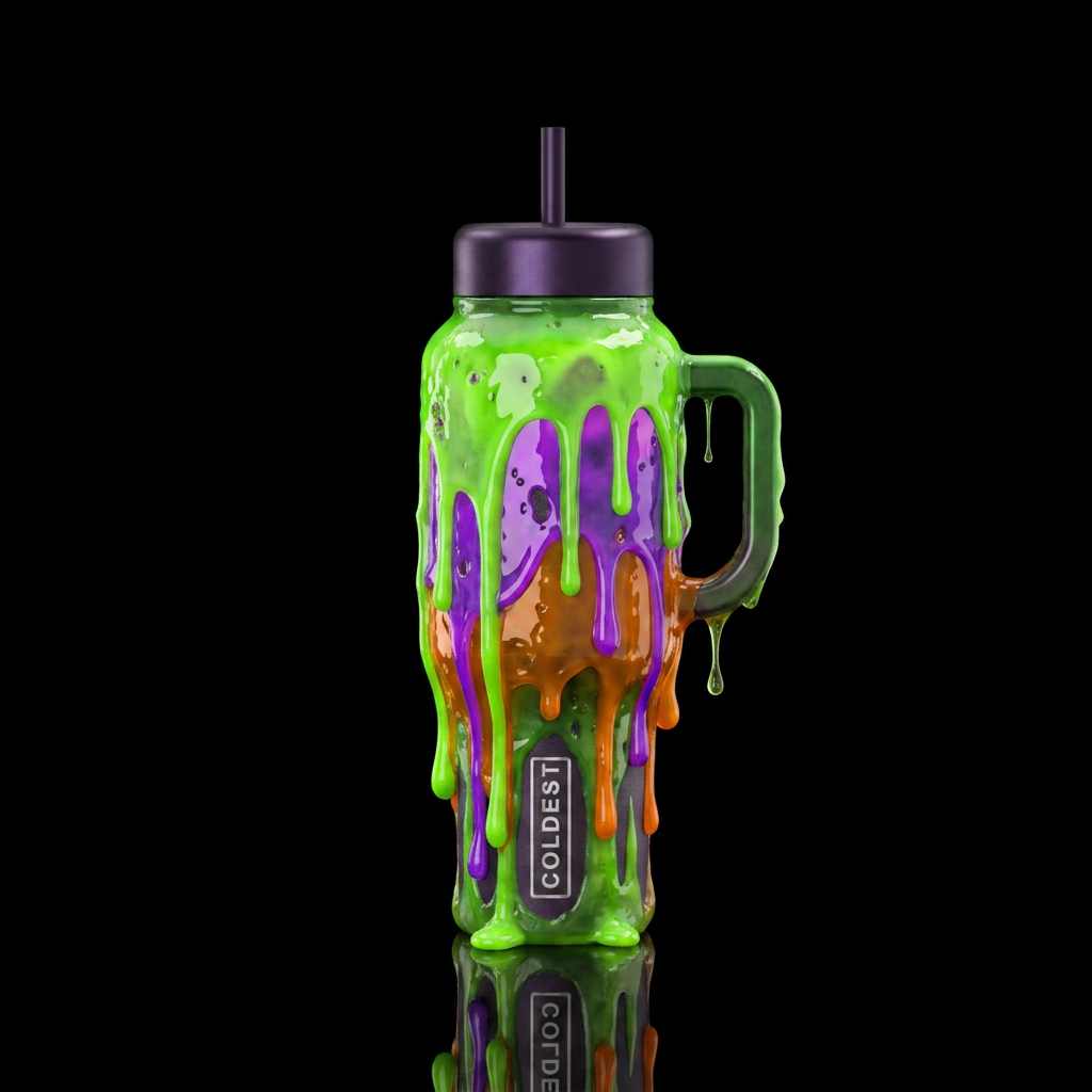 Slime,  ooze,  Halloween dripping,  artistic water bottle design