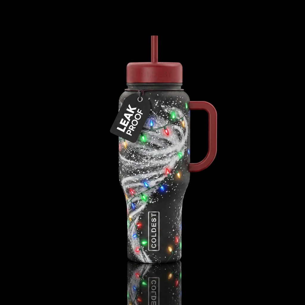 Snow blowing around like a tornado,  texture,  abs... water bottle design