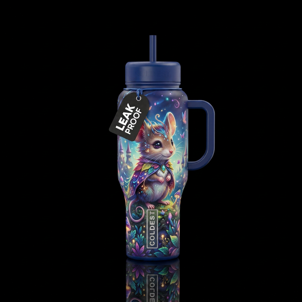 Cute small mouse, beautiul, fantasy, artistic water bottle design