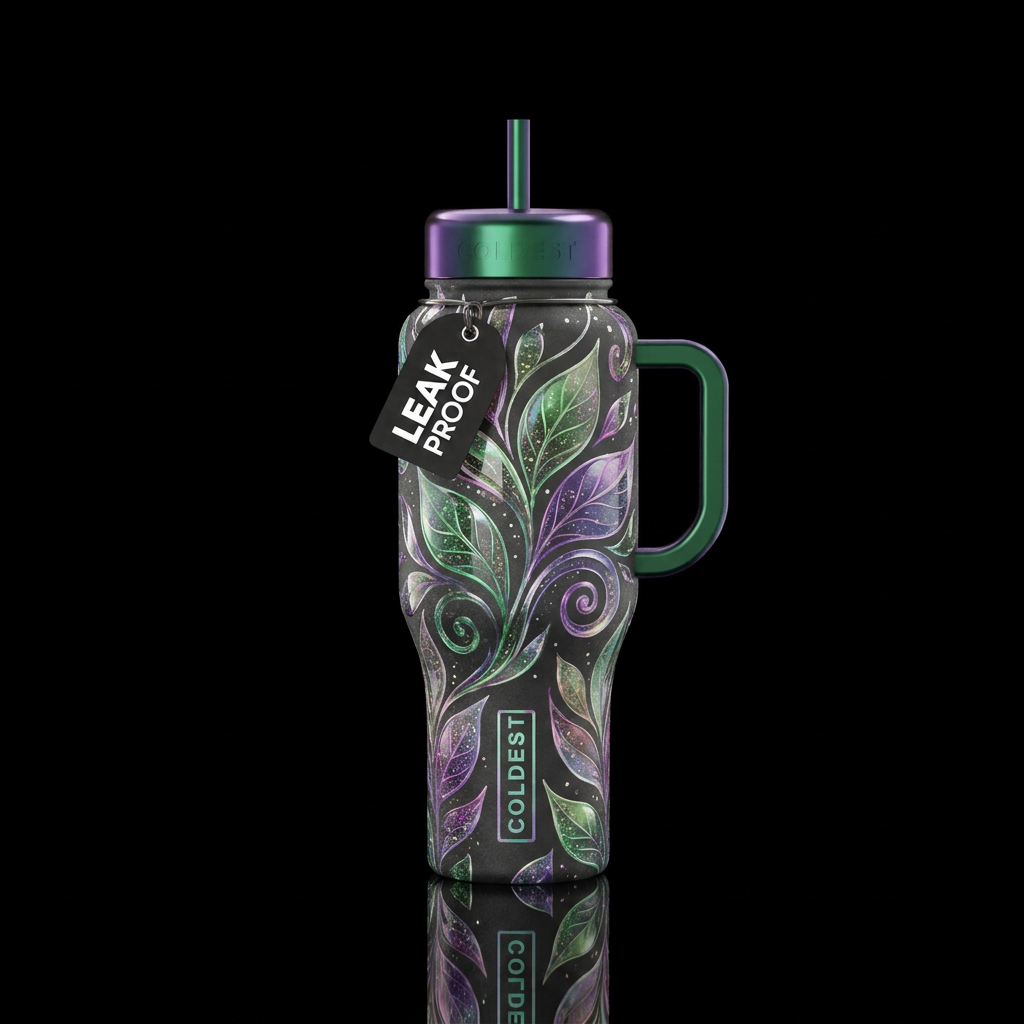 Transparent leaves , beautiul,  abstract,  swirls,... water bottle design
