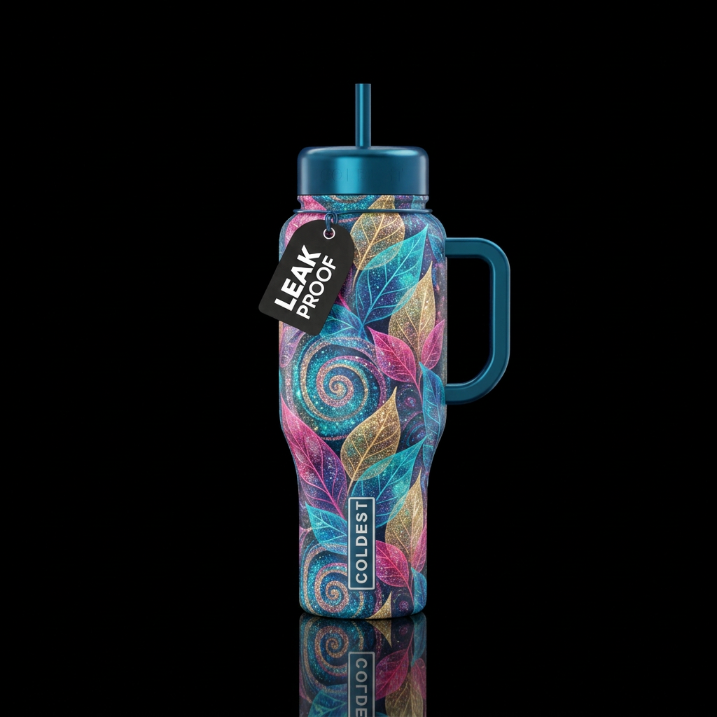 Transparent leaves , beautiul,  abstract,  swirls,... water bottle design