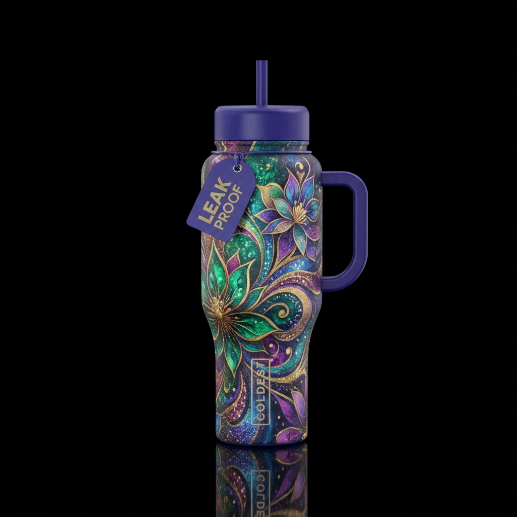Tranformation flowers,  abstract, artistic, swirls... water bottle design
