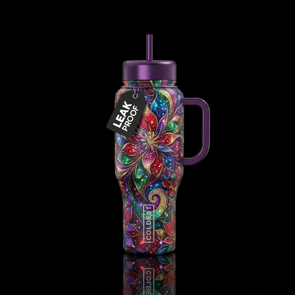 Tranformation flowers,  abstract, artistic, swirls... water bottle design