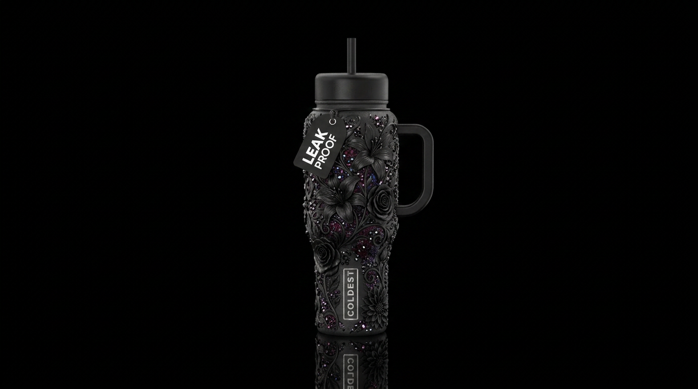 Black flowers,  different types of black flowers, ... water bottle design