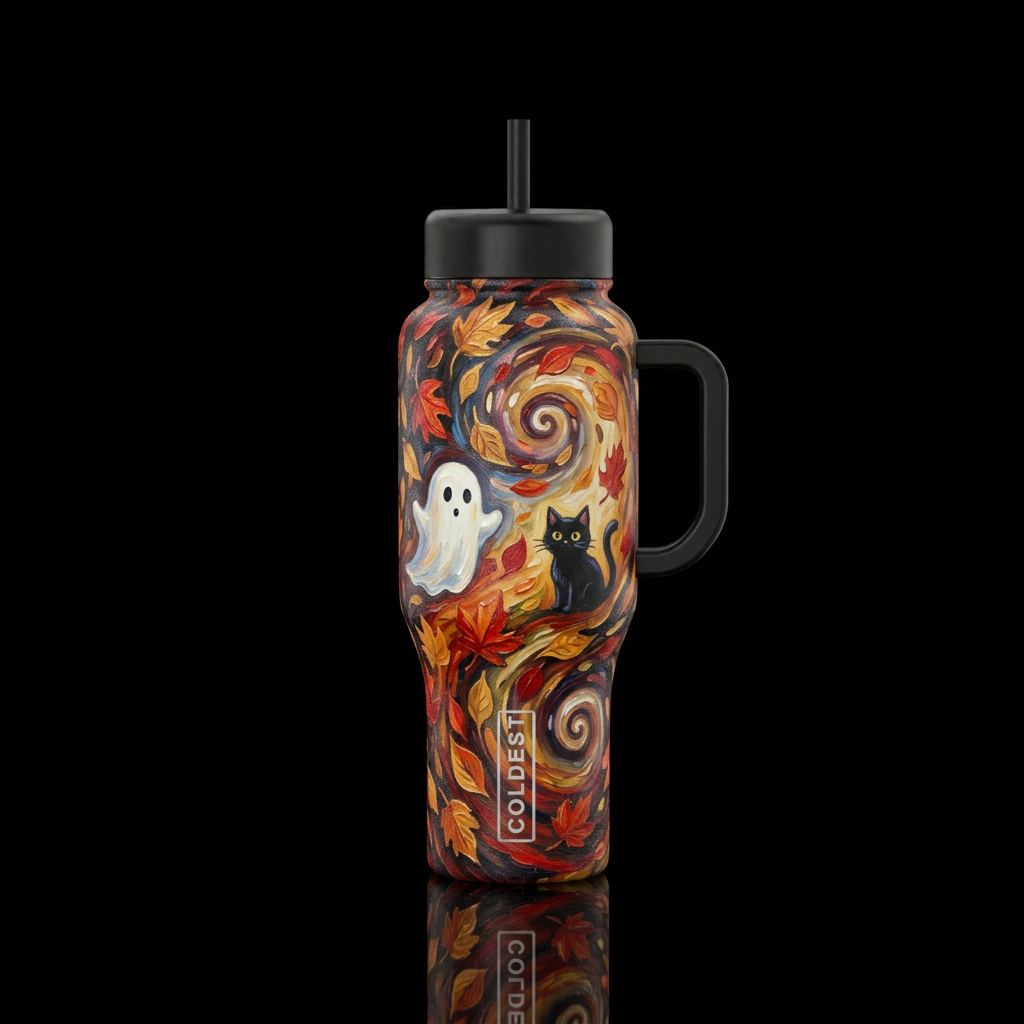 Falling leaves 🍂   down , texture painting,  cute... water bottle design