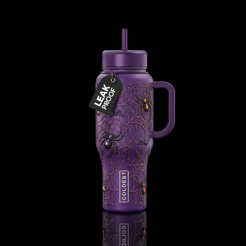 Spiders on a web, Halloween,  Gothic,  beautiul,  ... water bottle design