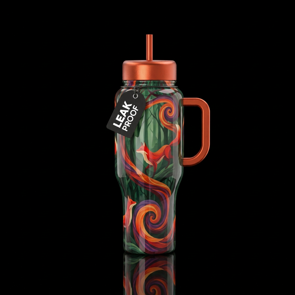 Translucent, forest,  foxes,  abstract,  sunset sp... water bottle design