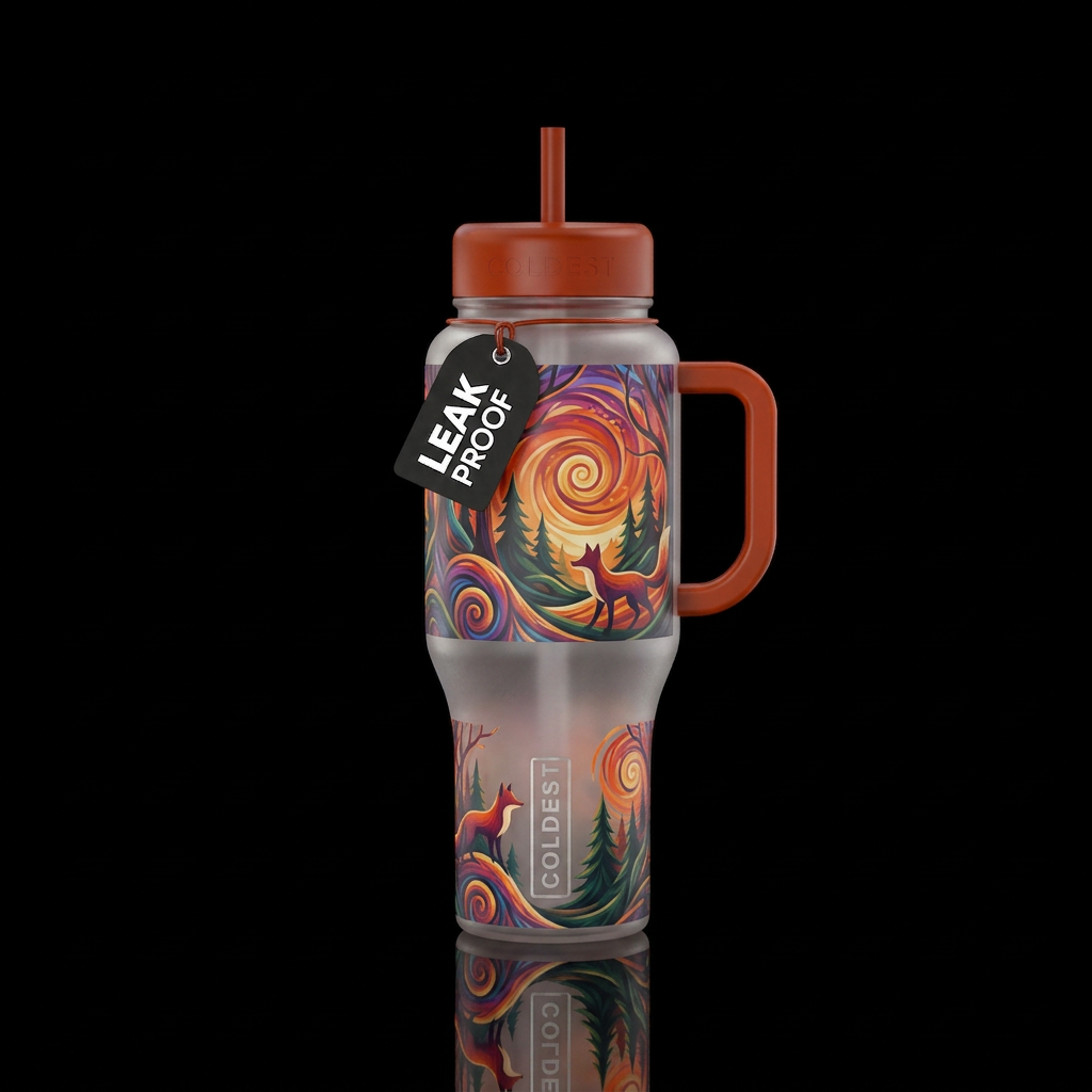 Translucent, forest,  foxes,  abstract,  sunset sp... water bottle design