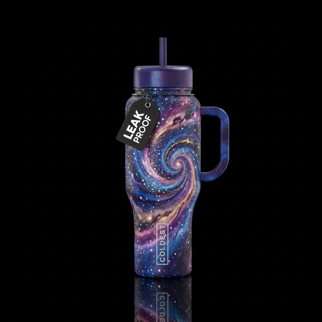 nebula, swirls,  spirals,  sparkly,  abstract water bottle design