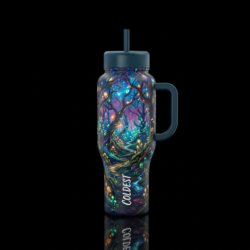 Forest,  glowie,  twilight,  magical,  oil paintin... water bottle design