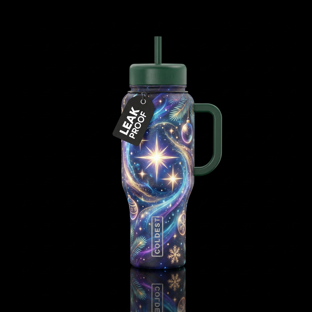 artistic, stylistic,  north star, glowie,  abstrac... water bottle design