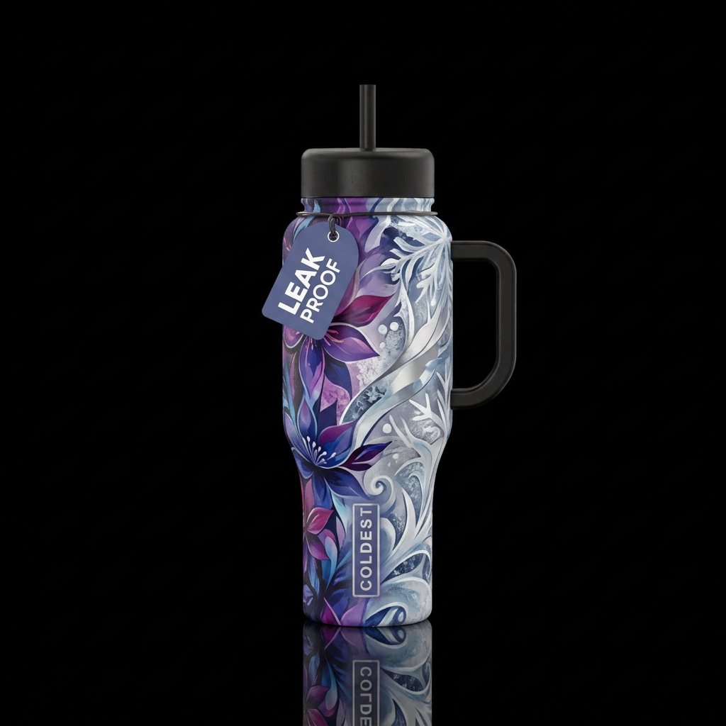Garden,  twilight,  flowers,  winter wonderland,  ... water bottle design