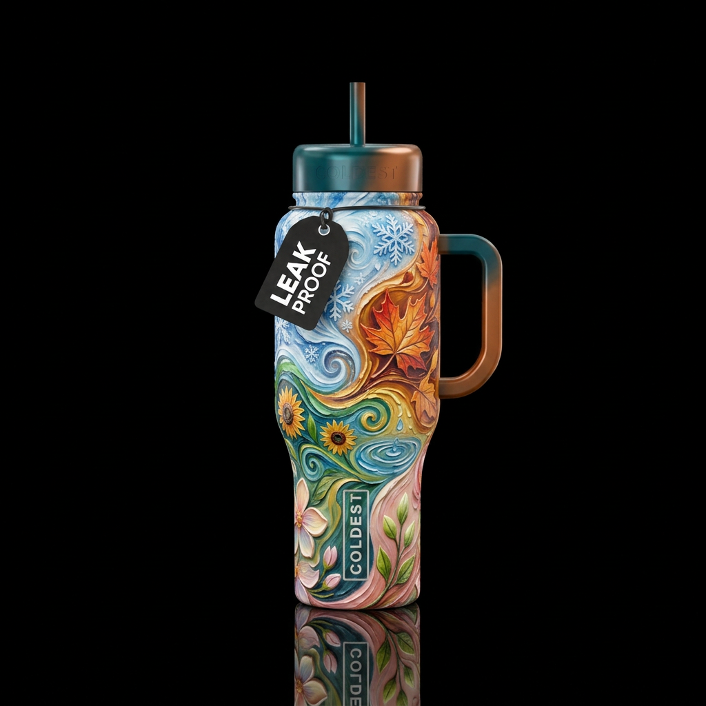 Snowflakes,  fall leaves,  summer, spring,  swirls... water bottle design