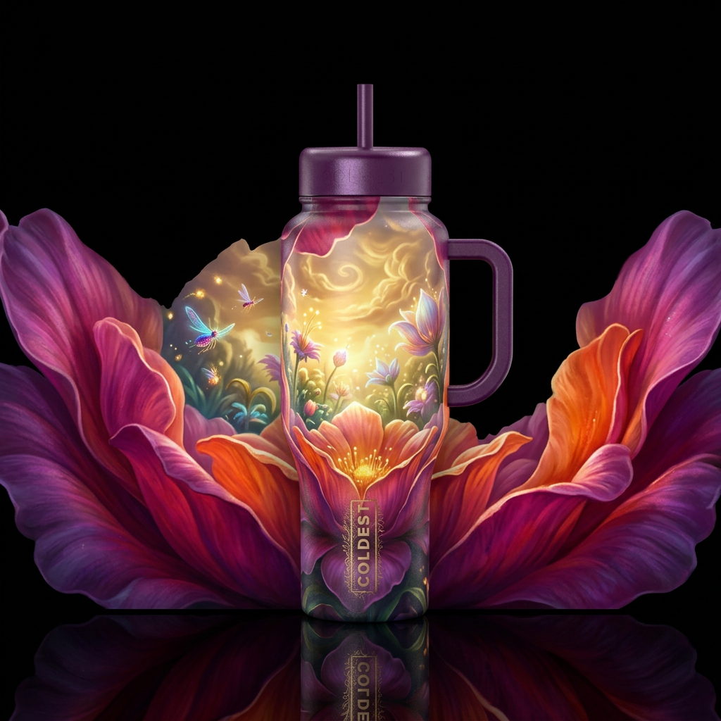 Inside a flower looking out, beautiul, artistic,  ... water bottle design