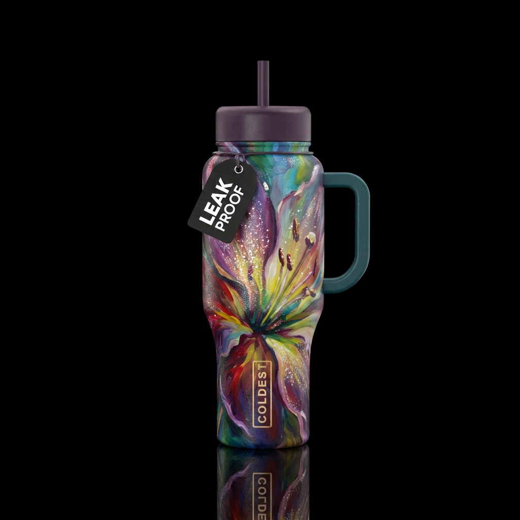 Inside a Flower looking out, sparkly,  abstract,  ... water bottle design