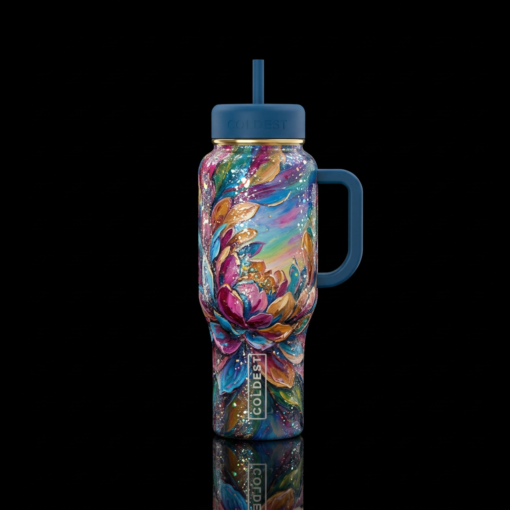 Inside a Flower looking out, sparkly,  abstract,  ... water bottle design