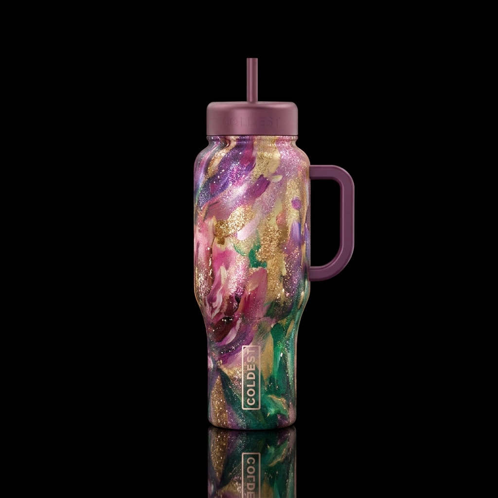 Inside a Flower looking out, sparkly,  abstract,  ... water bottle design