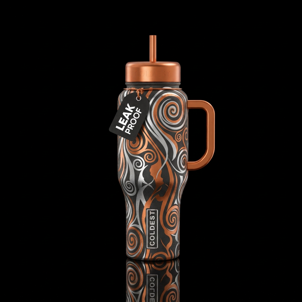 Silhouette,  sliver and Cooper,  falling,  abstrac... water bottle design