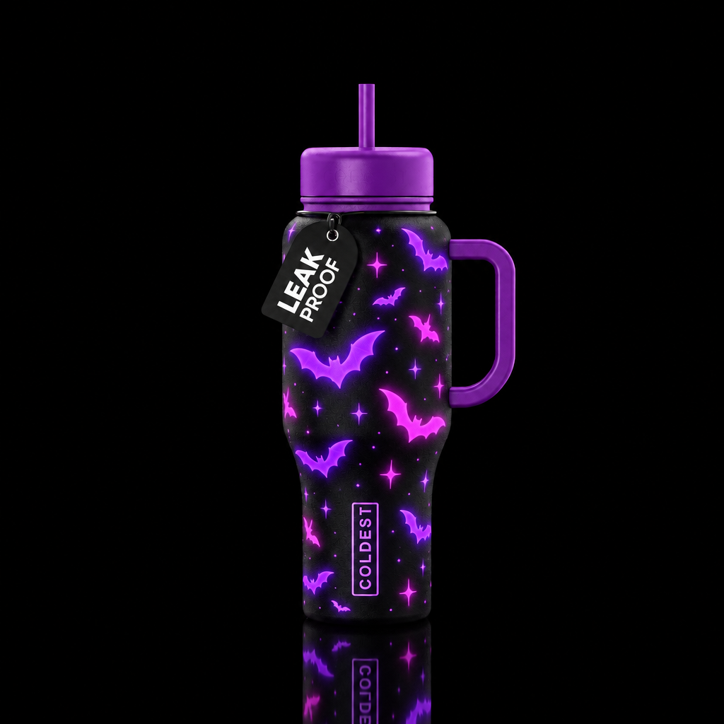 Bats and stars glowie water bottle design