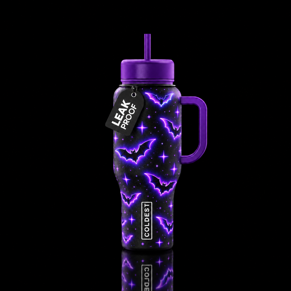 Bats and stars glowie water bottle design