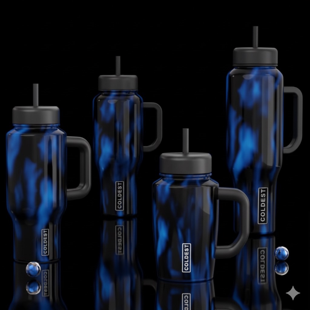 Blue cavern water bottle design