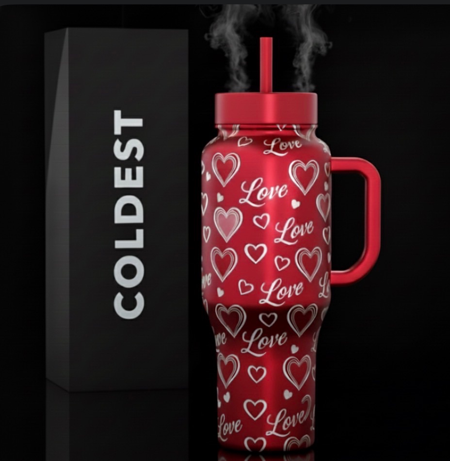 Blushing Cupid water bottle design