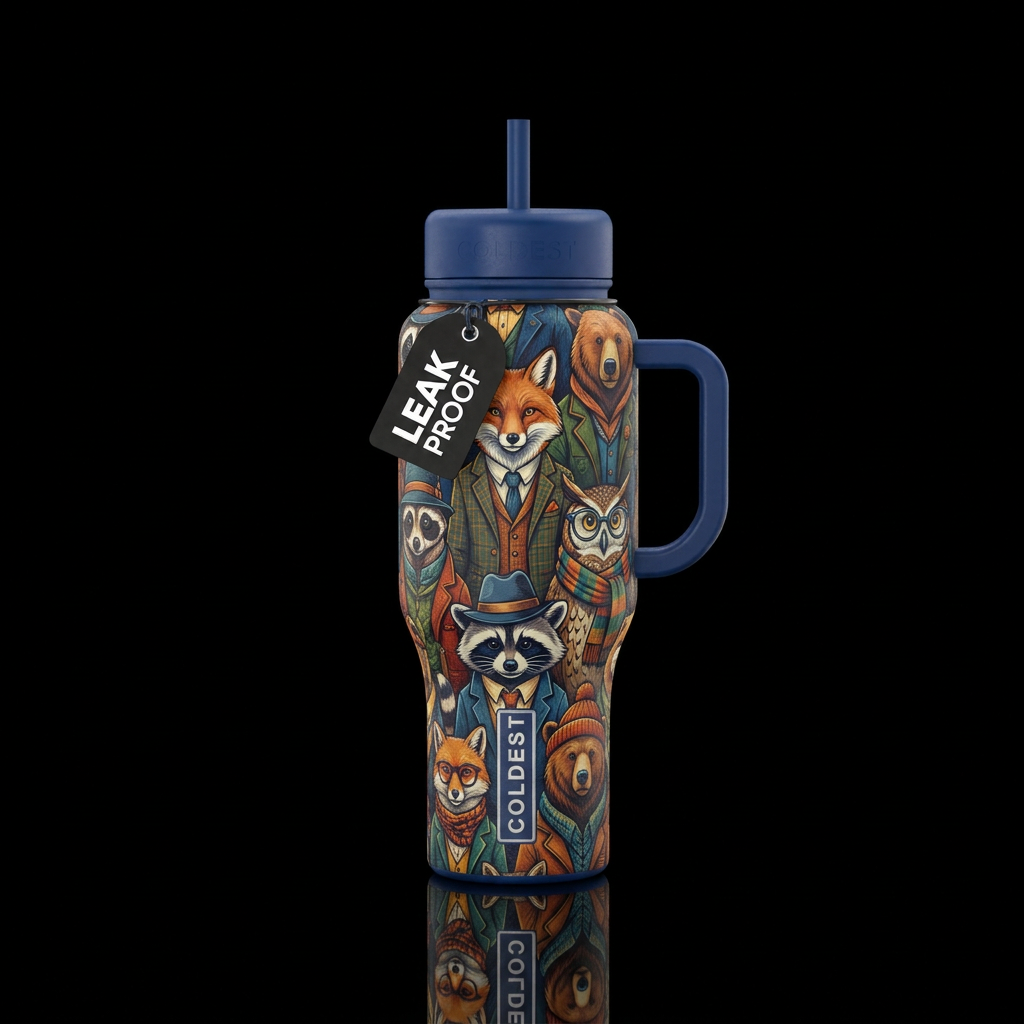 Animals dressed up water bottle design