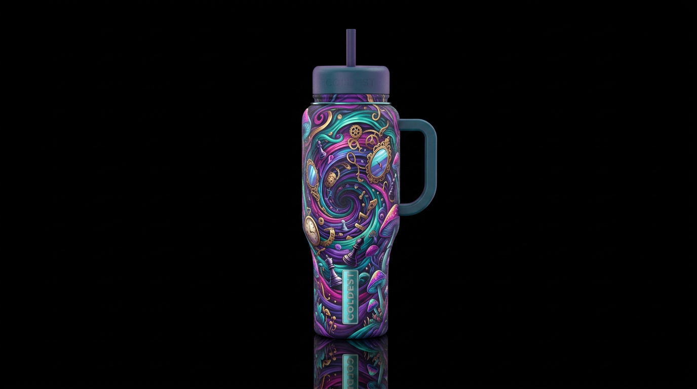 Down the rabbit hole water bottle design