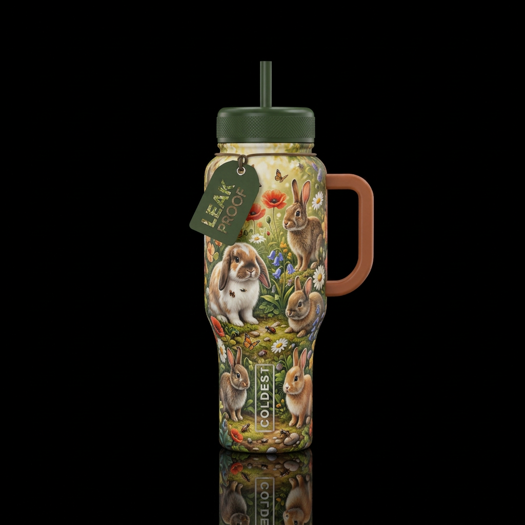 Rabbit Garden water bottle design