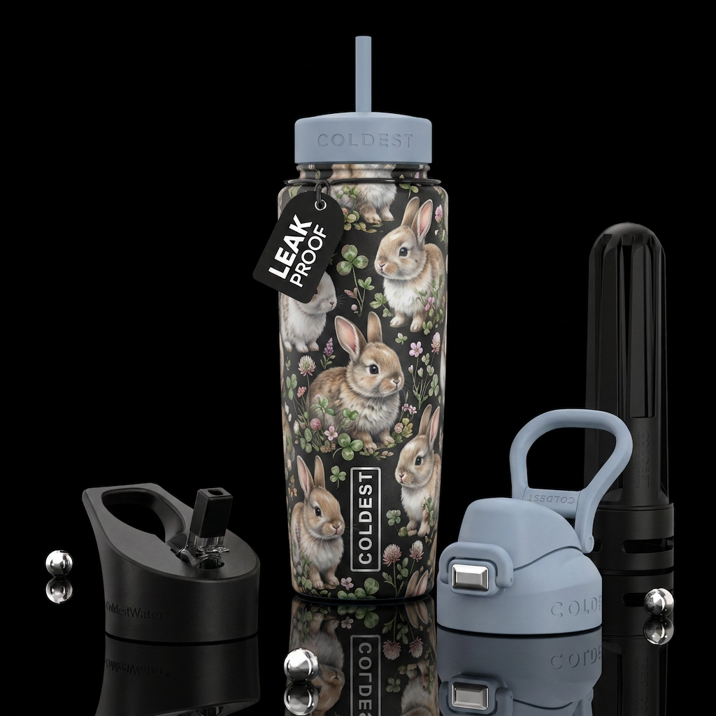 Baby bunnies, adorable water bottle design